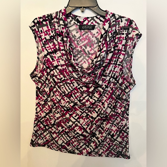 KASPER SLEEVELESS COWL NECK TOP EVERYDAY KNIT  SIZE XL. MULTI COLORED - Picture 5 of 8